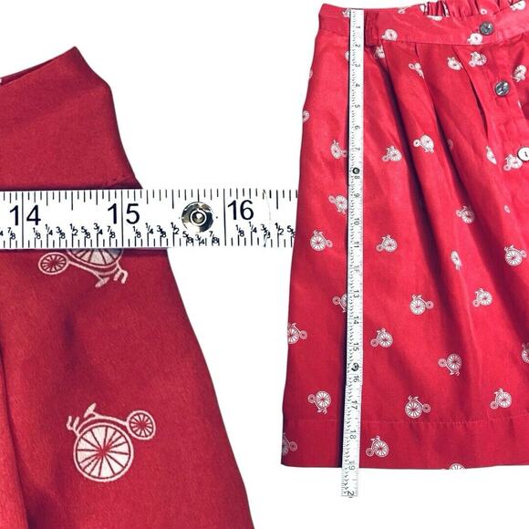 Y2K Bicycle Print‎ Skirt Womens M Pink Retro Playful Cottagecore Casual.Novelty - Picture 7 of 9